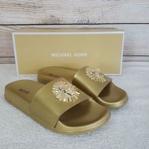michael kors metallic slides